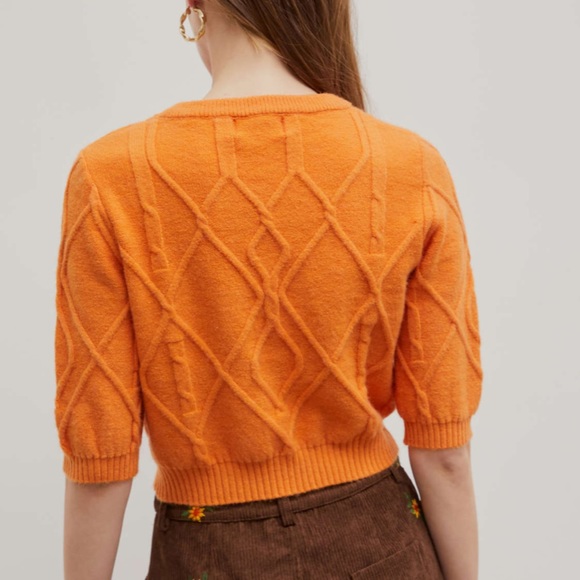 Cider Sweaters Cider Orange 3d Textured Pattern Chunky Knit Cropped